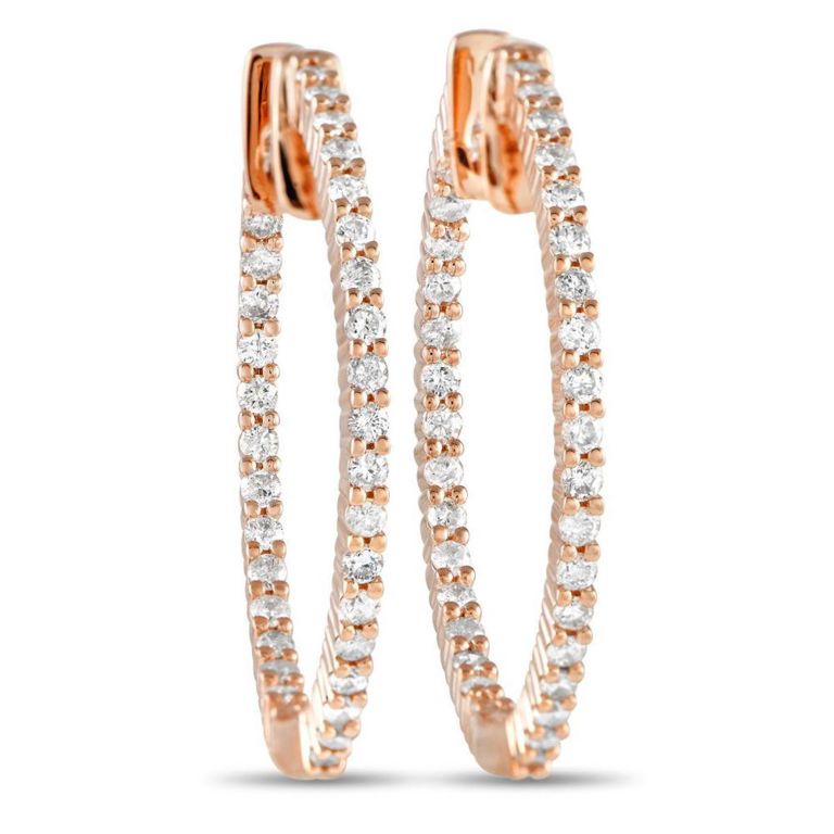 14k rose gold diamond inside-out hoop earrings