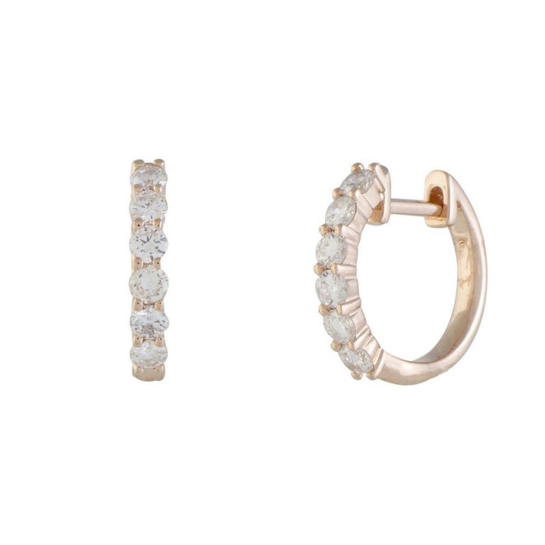 14k rose gold diamond hoop earrings