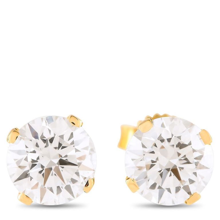 14k yellow gold diamond stud earrings