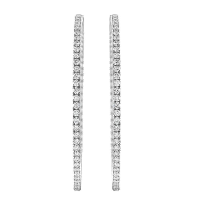 14k white gold lab-grown diamond hoop earrings