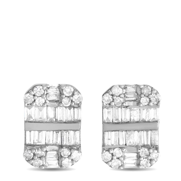 14k white gold diamond earrings
