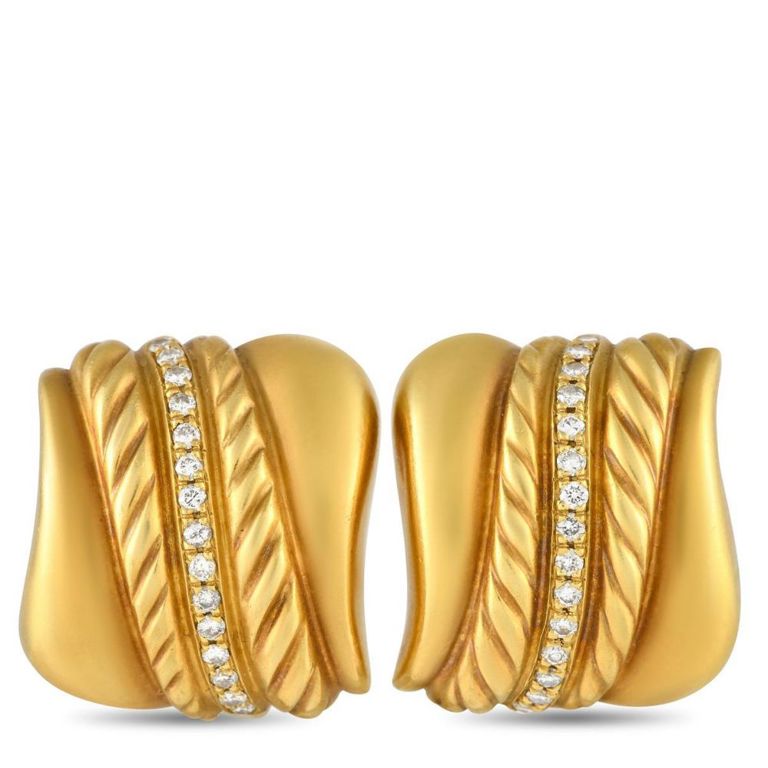 18k yellow gold diamond clip-on earrings