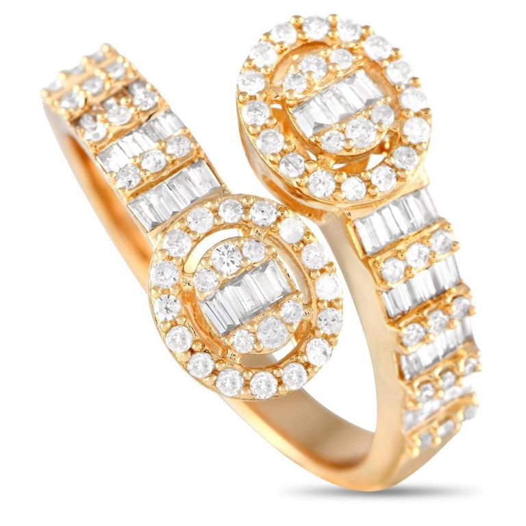 14k gold diamond halo bypass ring