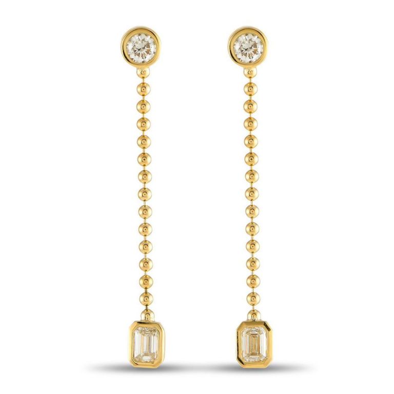 18k gold diamond dangle earrings