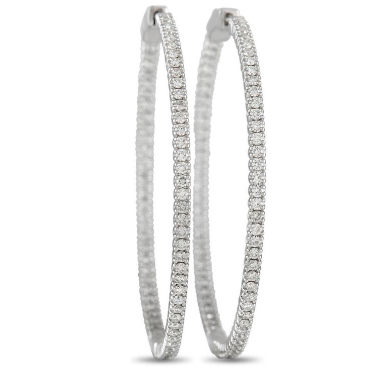 14k white gold diamond hoop earrings