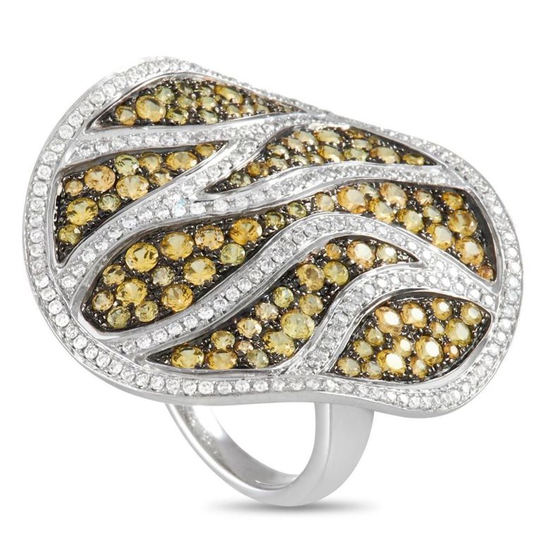 18k white gold diamond and yellow sapphire ring