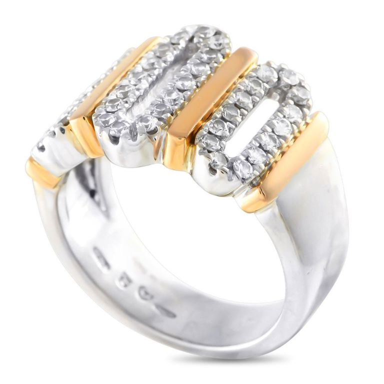 18k white and yellow gold diamond ring