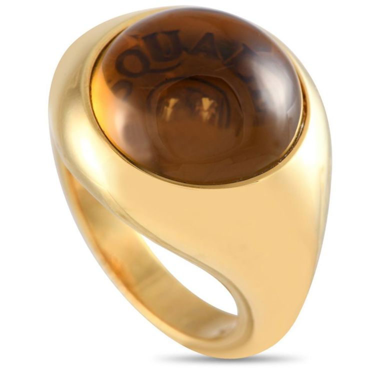 18k yellow gold diamond and smoky quartz cocktail ring
