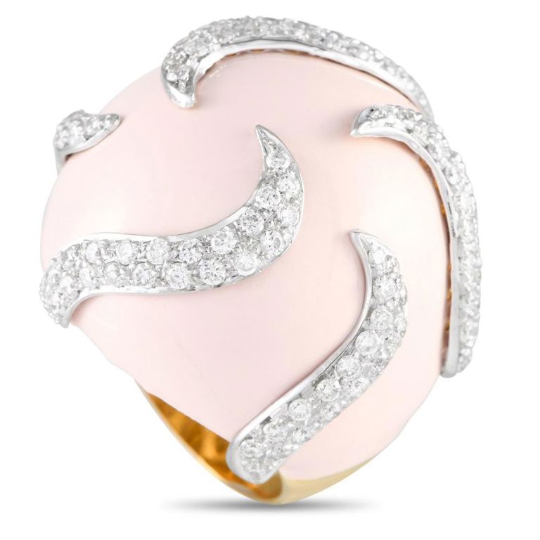 18k white and yellow gold diamond enameled bomb ring