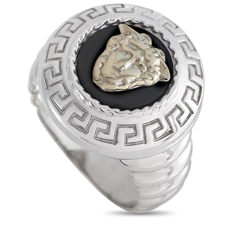 18k white gold onyx Medusa ring