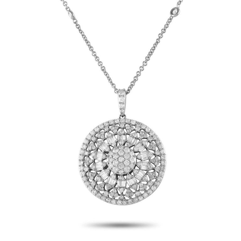14k white gold diamond pendant necklace
