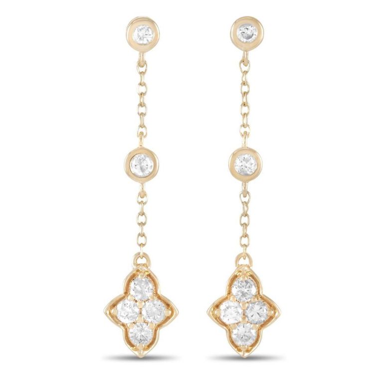 14k yellow gold diamond dangle earrings