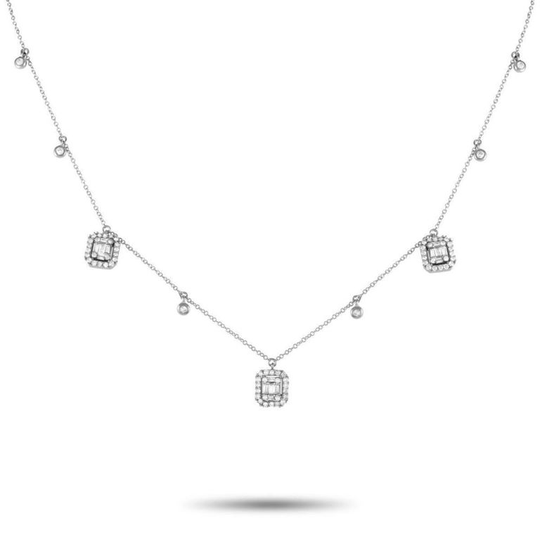 14k white gold diamond necklace