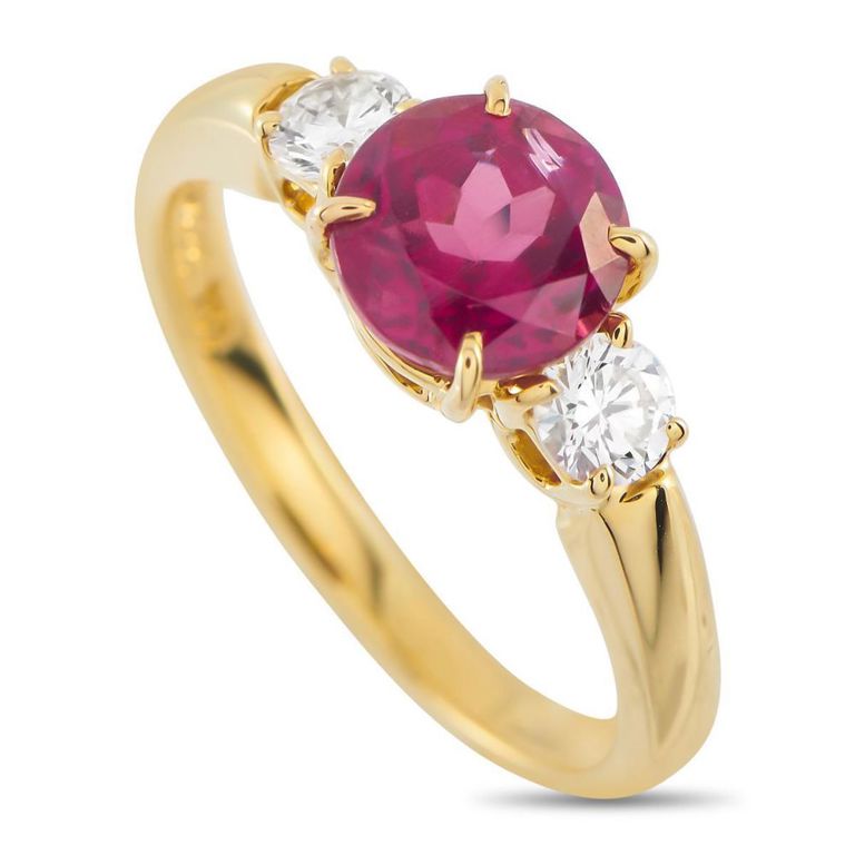 18k yellow gold diamond and tourmaline ring