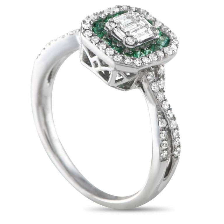 14k gold diamond and emerald ring