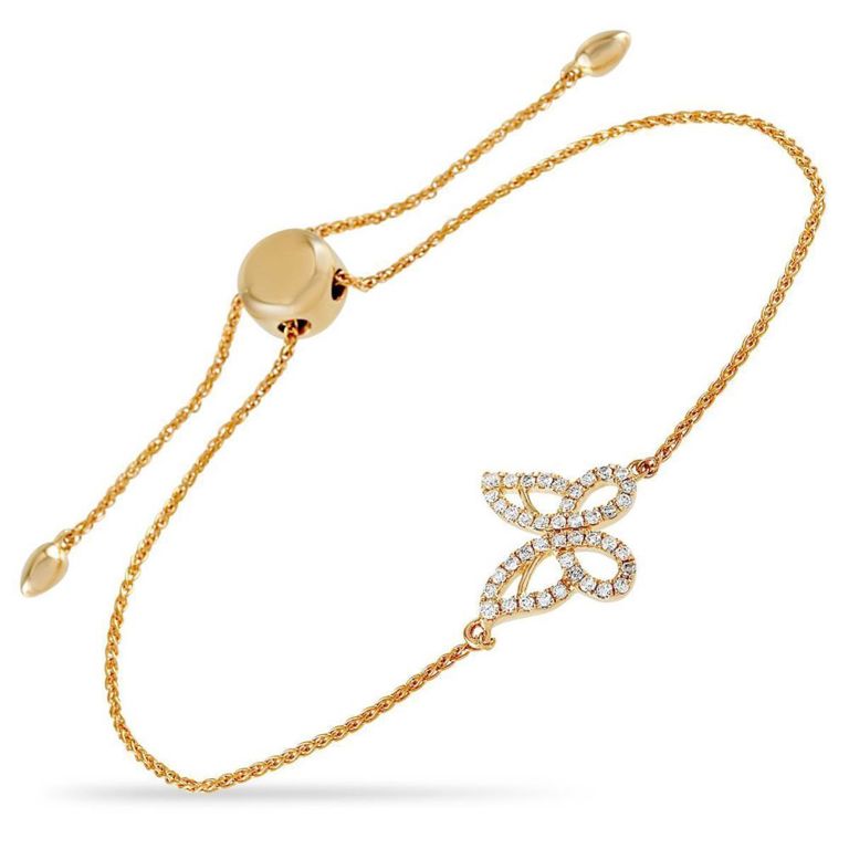 14k gold diamond butterfly bracelet