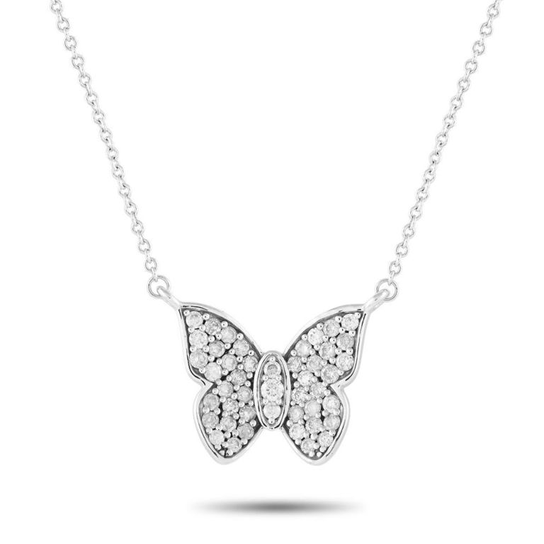 14k gold diamond butterfly necklace