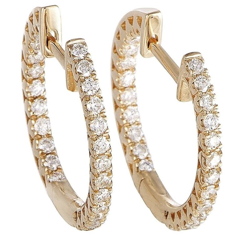 14k gold diamond hoop earrings