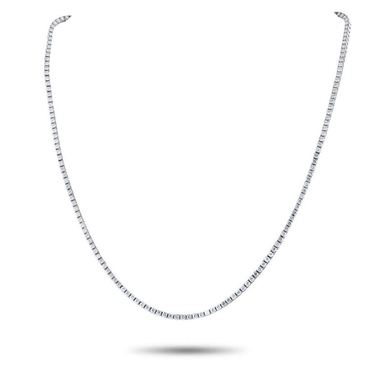 14k white gold diamond tennis necklace