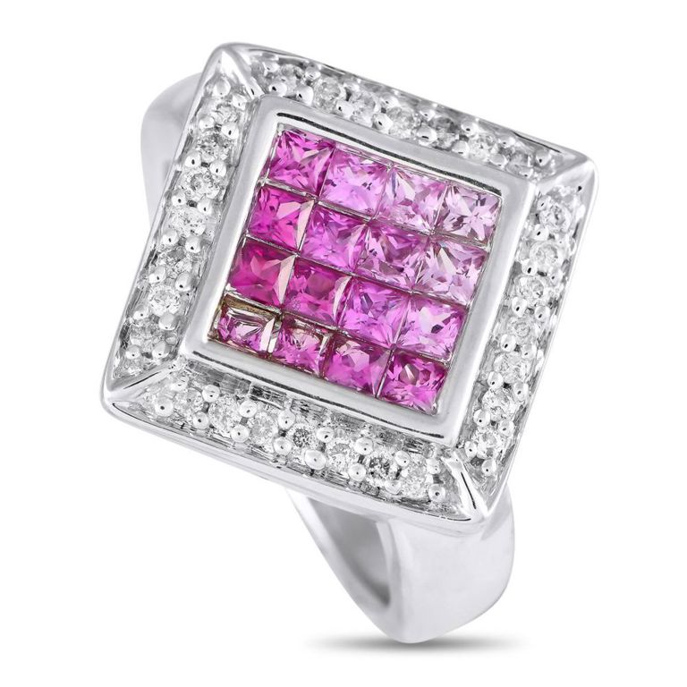 14k gold pink sapphire and diamond ring
