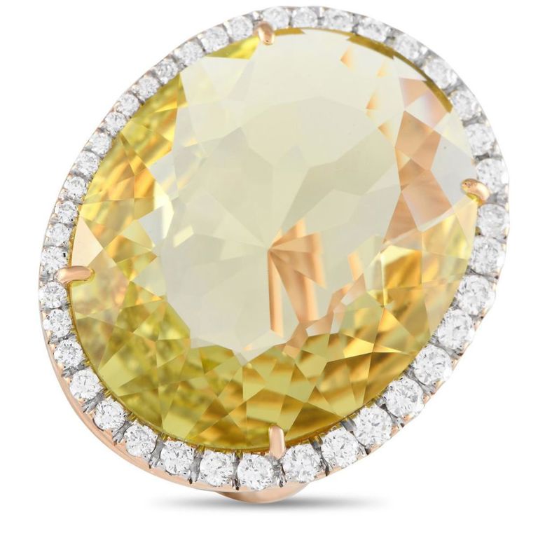18k gold diamond and quartz ring
