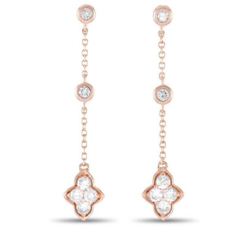 14k gold diamond dangle earrings