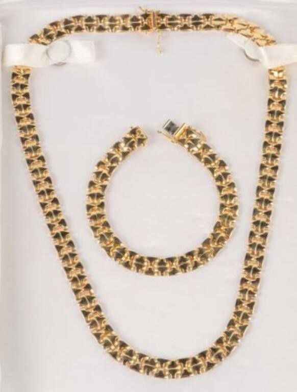 Italian 14k gold necklace and bracelet set