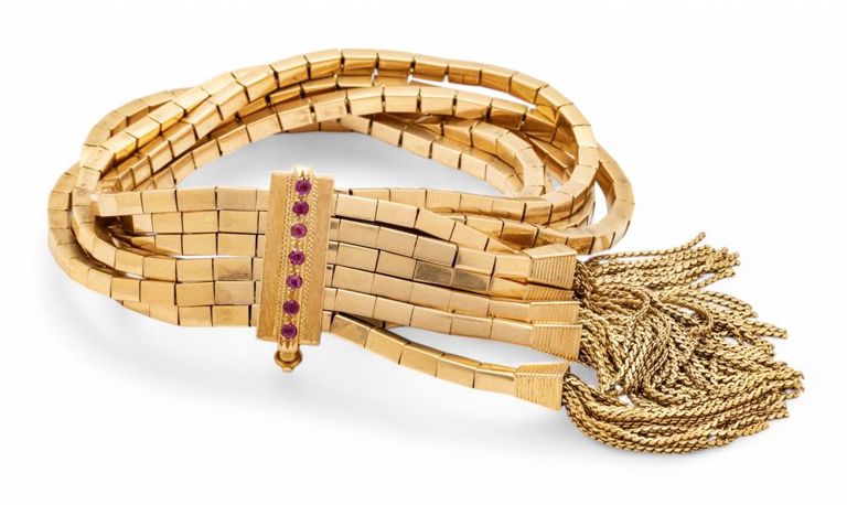18k yellow gold flexible ruby bracelet