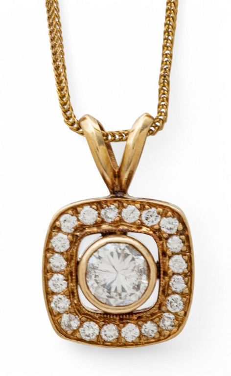 14k yellow gold diamond pendant necklace
