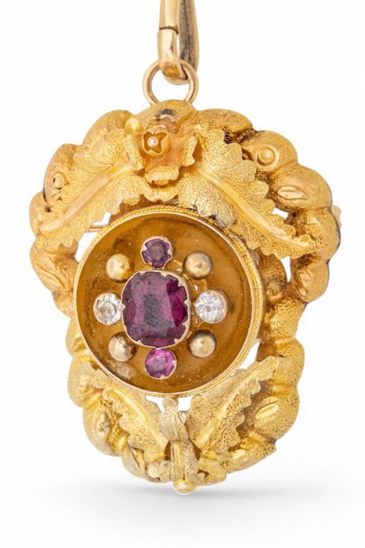 14k yellow gold amethyst pendant/brooch necklace