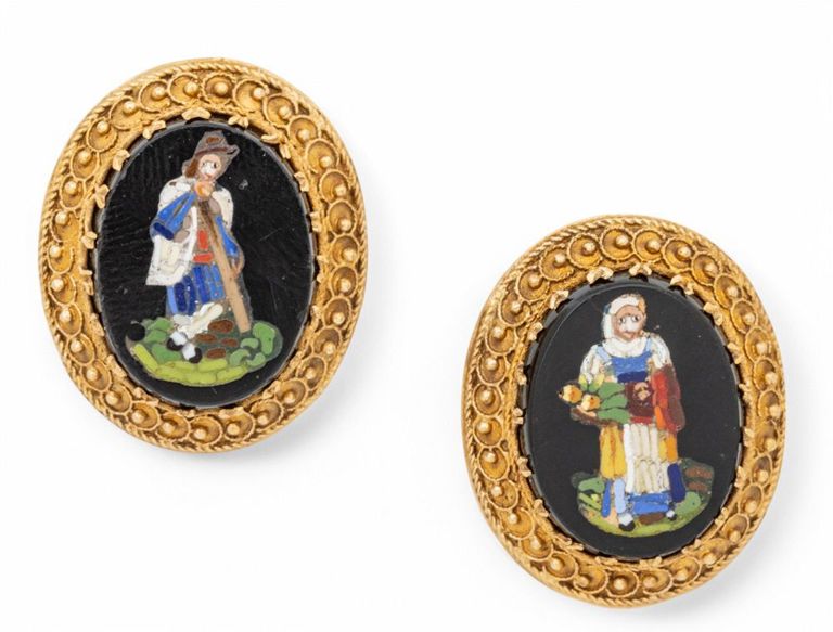 14k gold micromosaic earrings