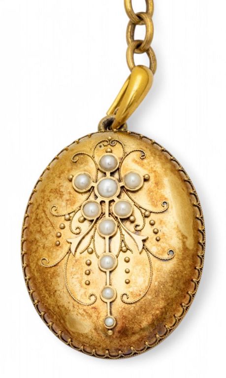 18k gold locket on 14k gold chain