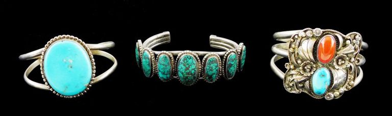 Three southwest style silver bracelets