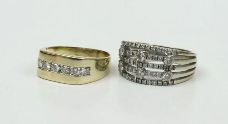 18k and 14k gold diamond rings