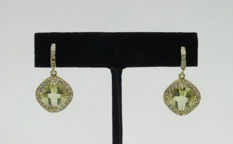 18k gold citrine and diamond earrings