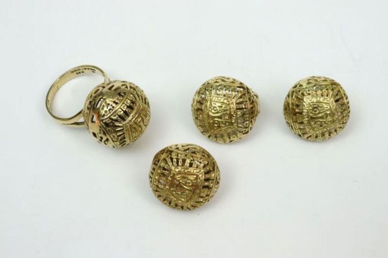 18k yellow gold filigree set