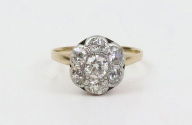Edwardian 14k gold diamond ring