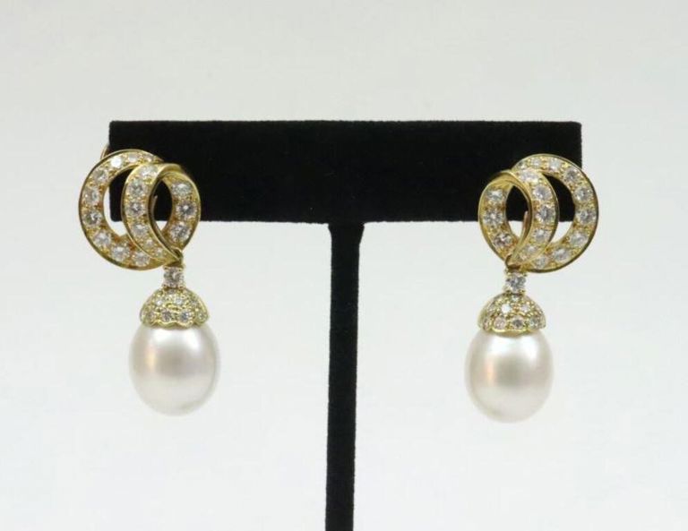 18k yellow gold pearl earrings