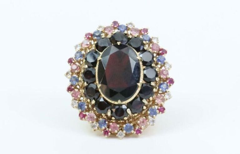 14k gold cocktail garnet ring