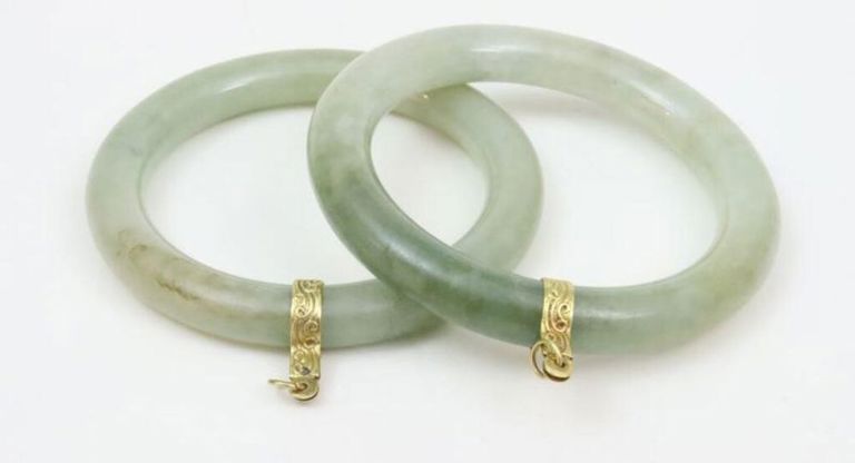 14k gold jade bangles