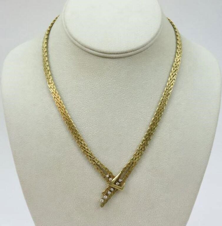 18k yellow gold diamond necklace