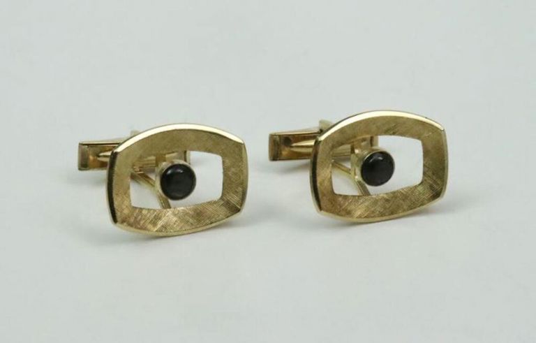 14k gold hematite cufflinks