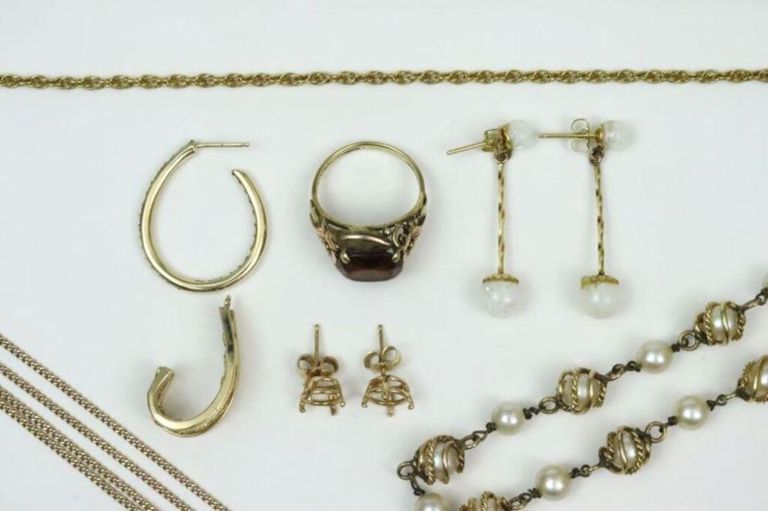 14k gold pearl jewelry set