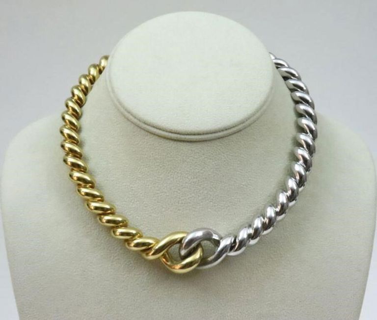 18k bicolor gold collar necklace