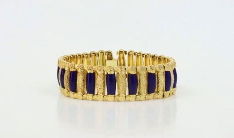 18k yellow gold lapis bracelet