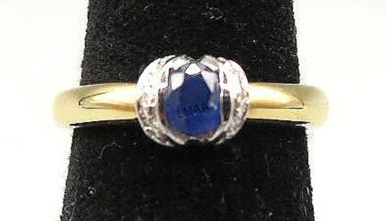 18k yellow and white gold sapphire and diamond ring