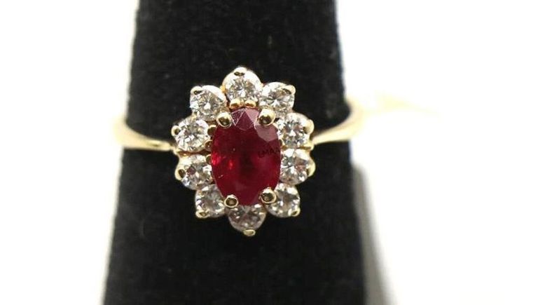 14k yellow gold ruby and diamond ring