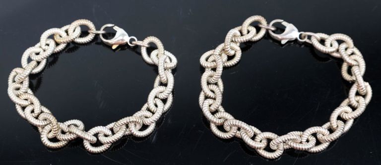 Two sterling silver link bracelets
