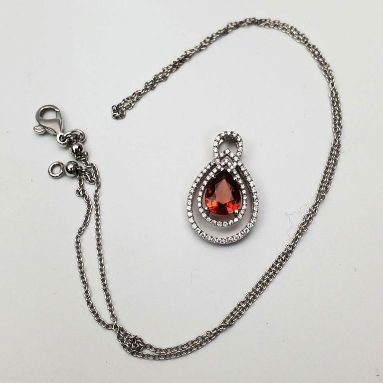 18k white gold orange sapphire and diamond necklace