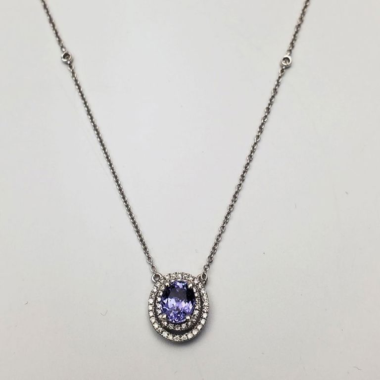 18k white gold sapphire and diamond necklace